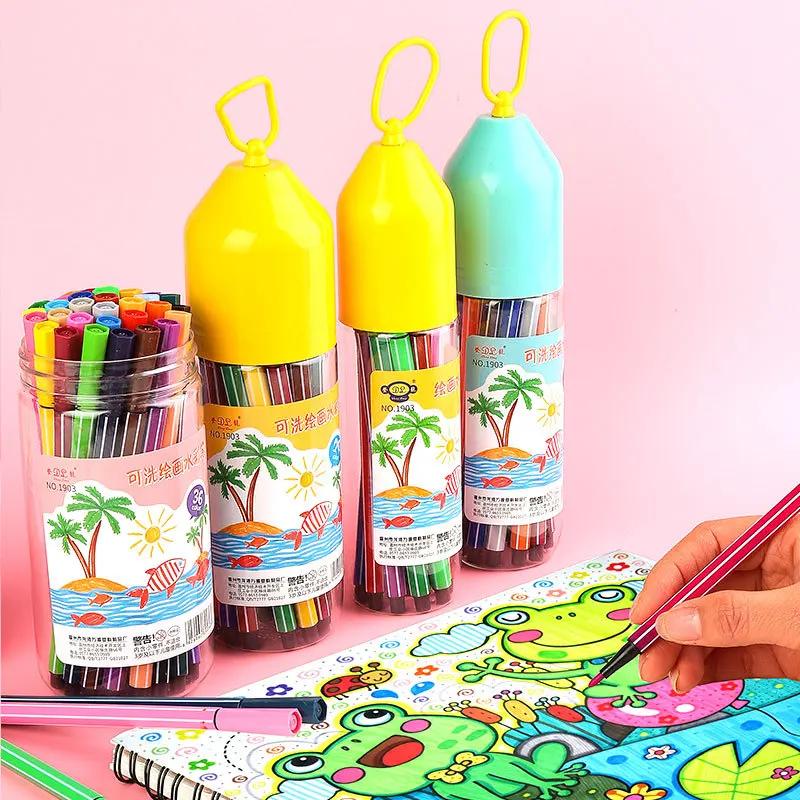 세탁 가능한 수채화 펜 마커, 12 색, 18 색, 24 색, 36 색 섬유 마커, 스케치 드로잉 아트 페인팅, 학교 용품